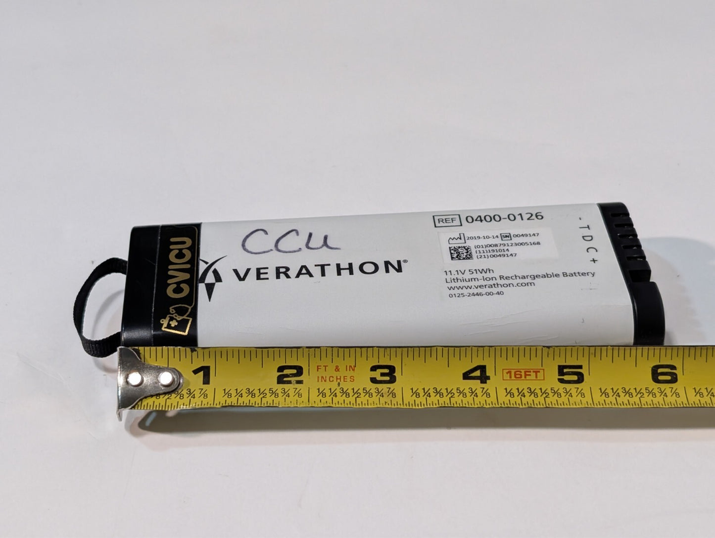 Verathon 0400-0126 11.1V 51Wh Rechargeable Battery for SM-206 0400-0126