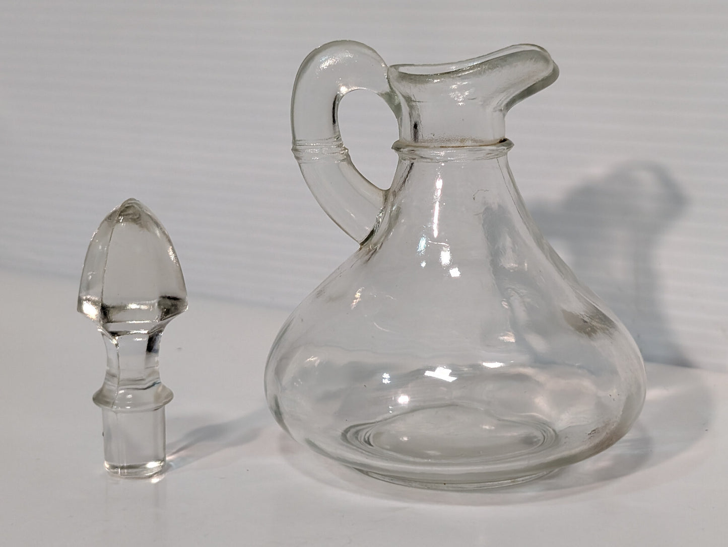 Vintage Clear Glass Cruet Bottle with Stopper Oil Vinegar Dressing Serving Ware