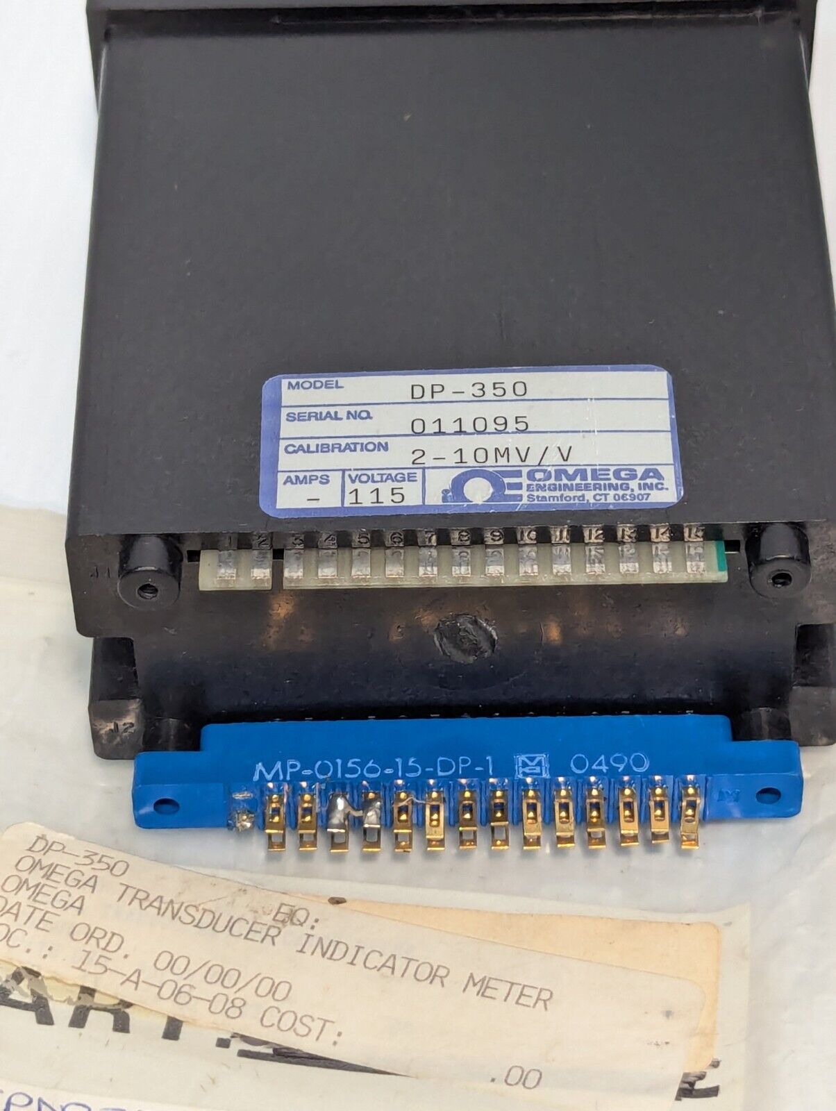 Omega DP-350 transducer indicator meter, 115V, 2-10MV/V calibration, four-digit