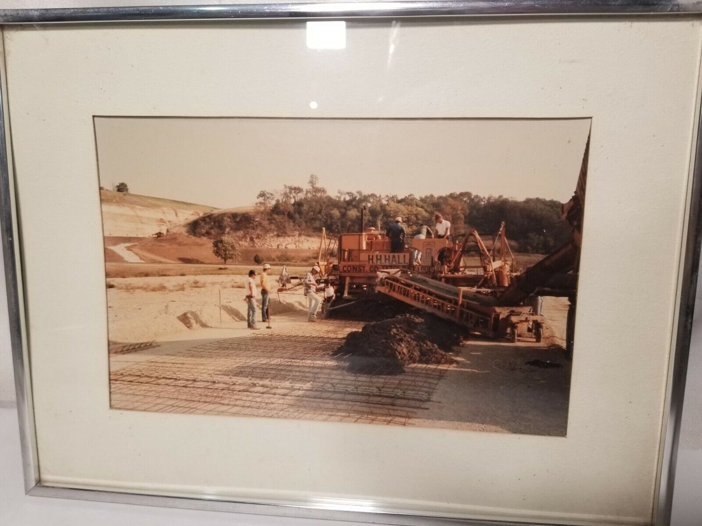 Vintage construction photos in frame 16.375"x12.375"