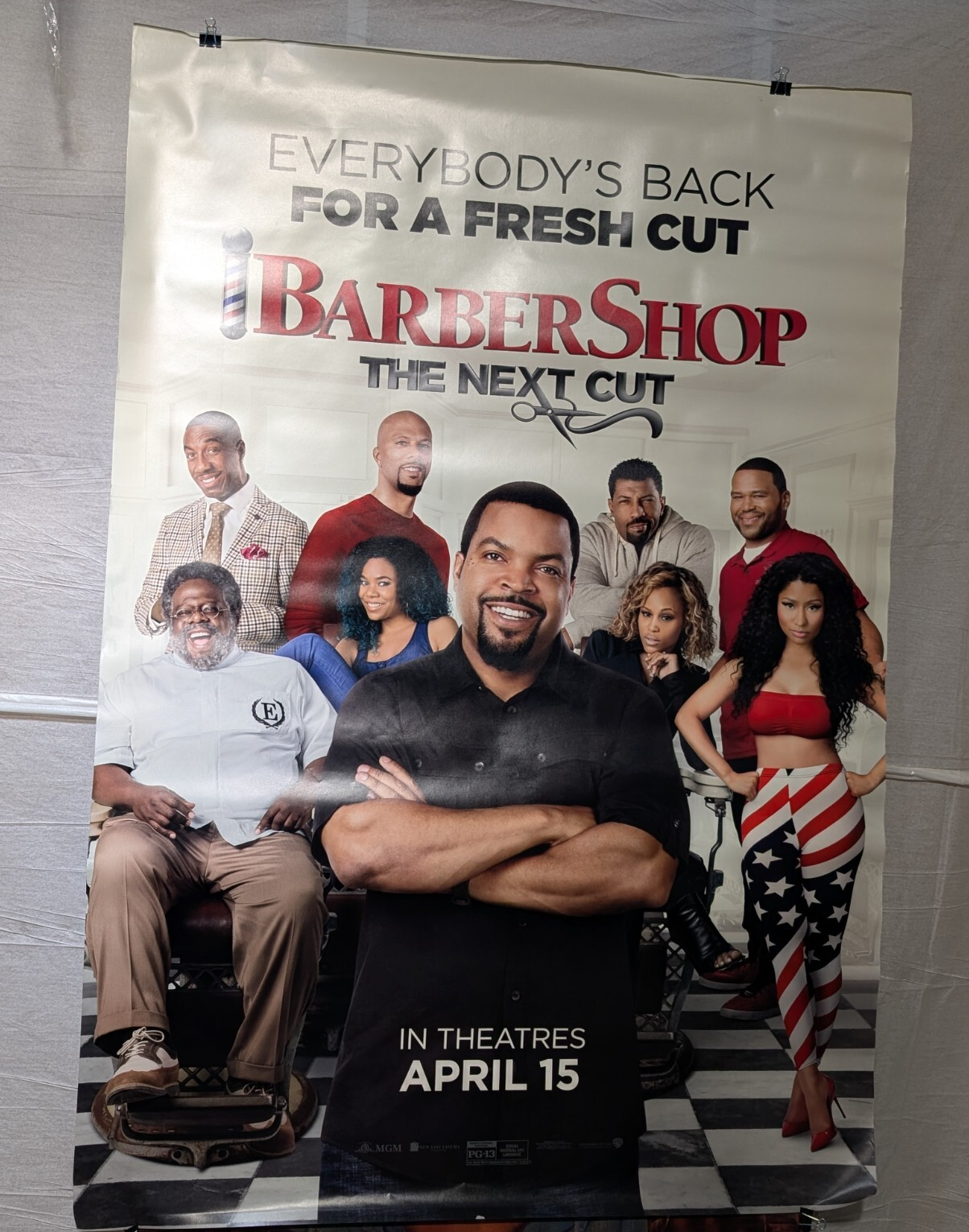 Warner Bros Barbershop: The Next Cut Movie Theatre Poster Ice Cube Cedric Minaj