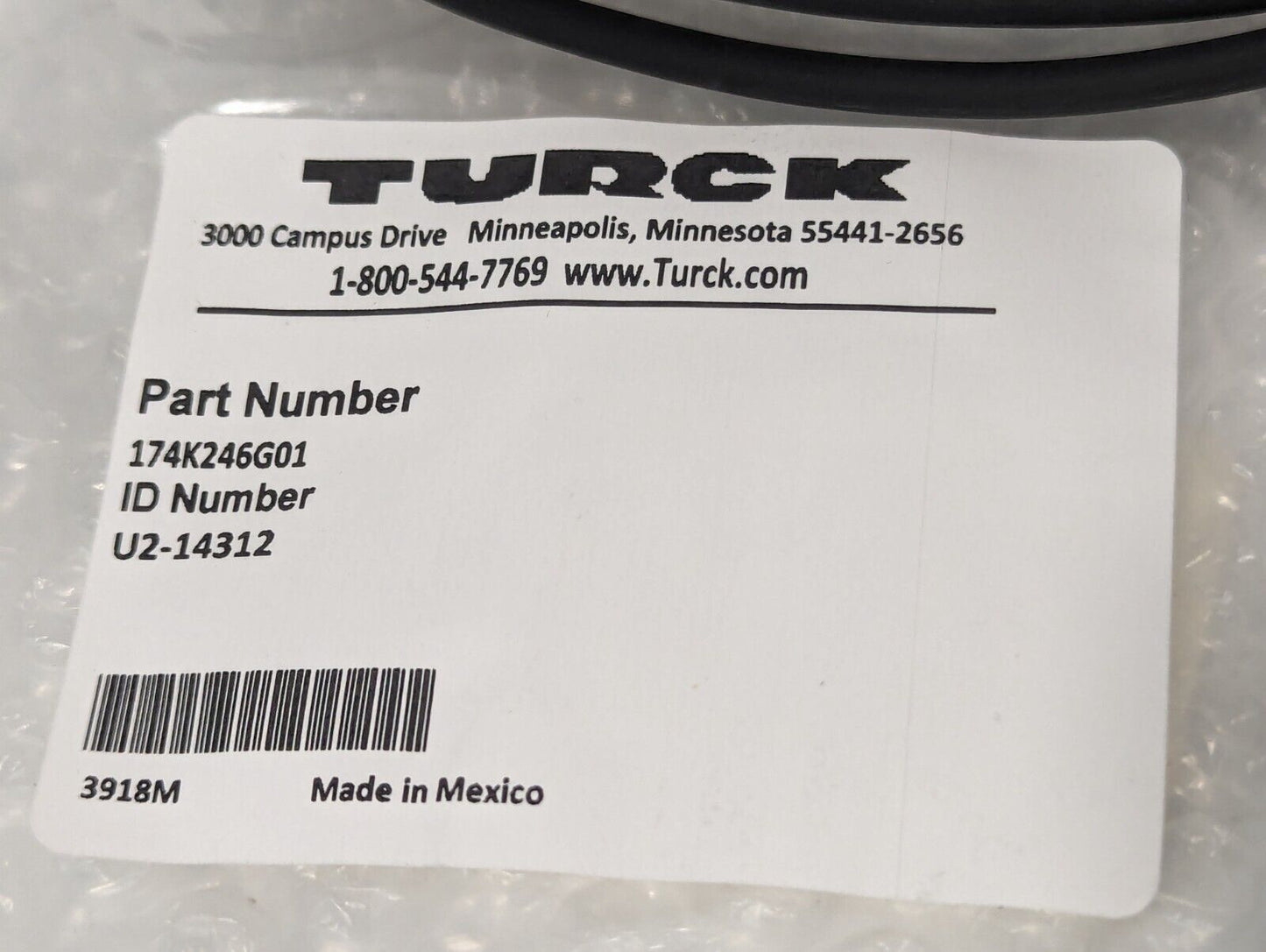 Turck U2-14312 Cable Assembly, 174K246G01 - Free Shipping