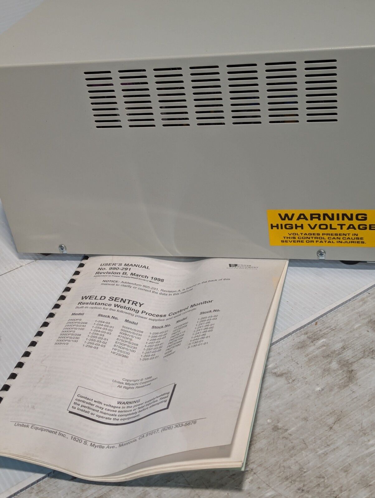 Unitek Miyachi HF2S/230, 1-265-03 2KHz high-freq resistance welding power supply