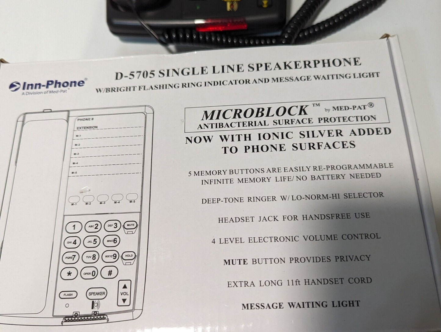 Med-Pat Inn-Phone D-5705 Single Line Speakerphone, black - Free Shipping