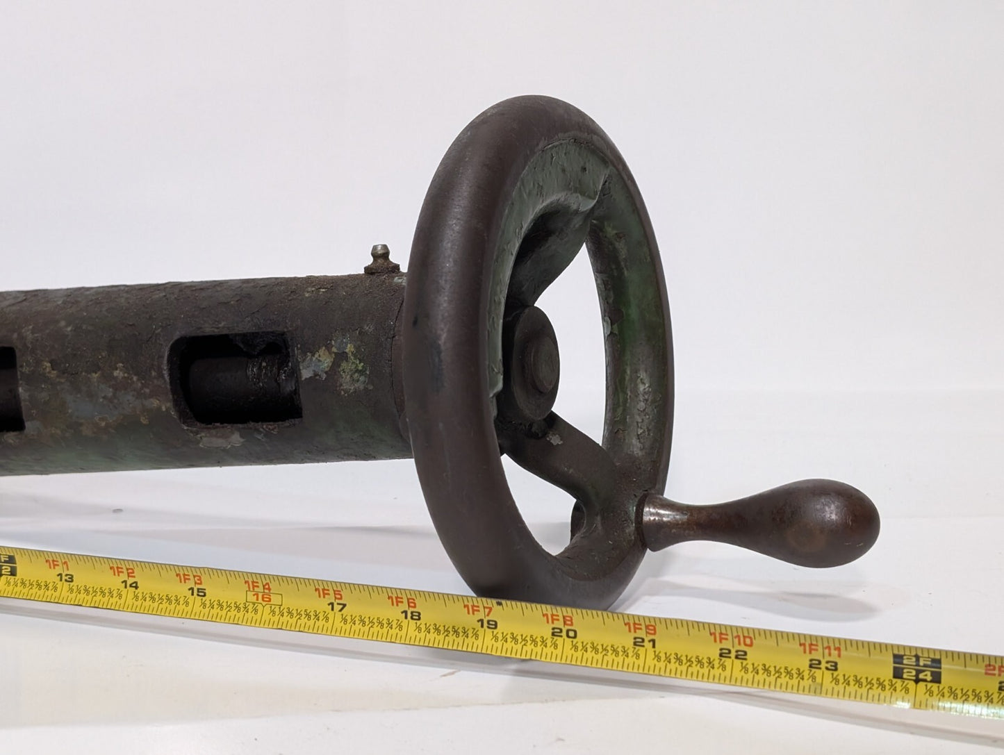 Vintage Industrial Adjustable Dial Wheel with Hand Crank Handle