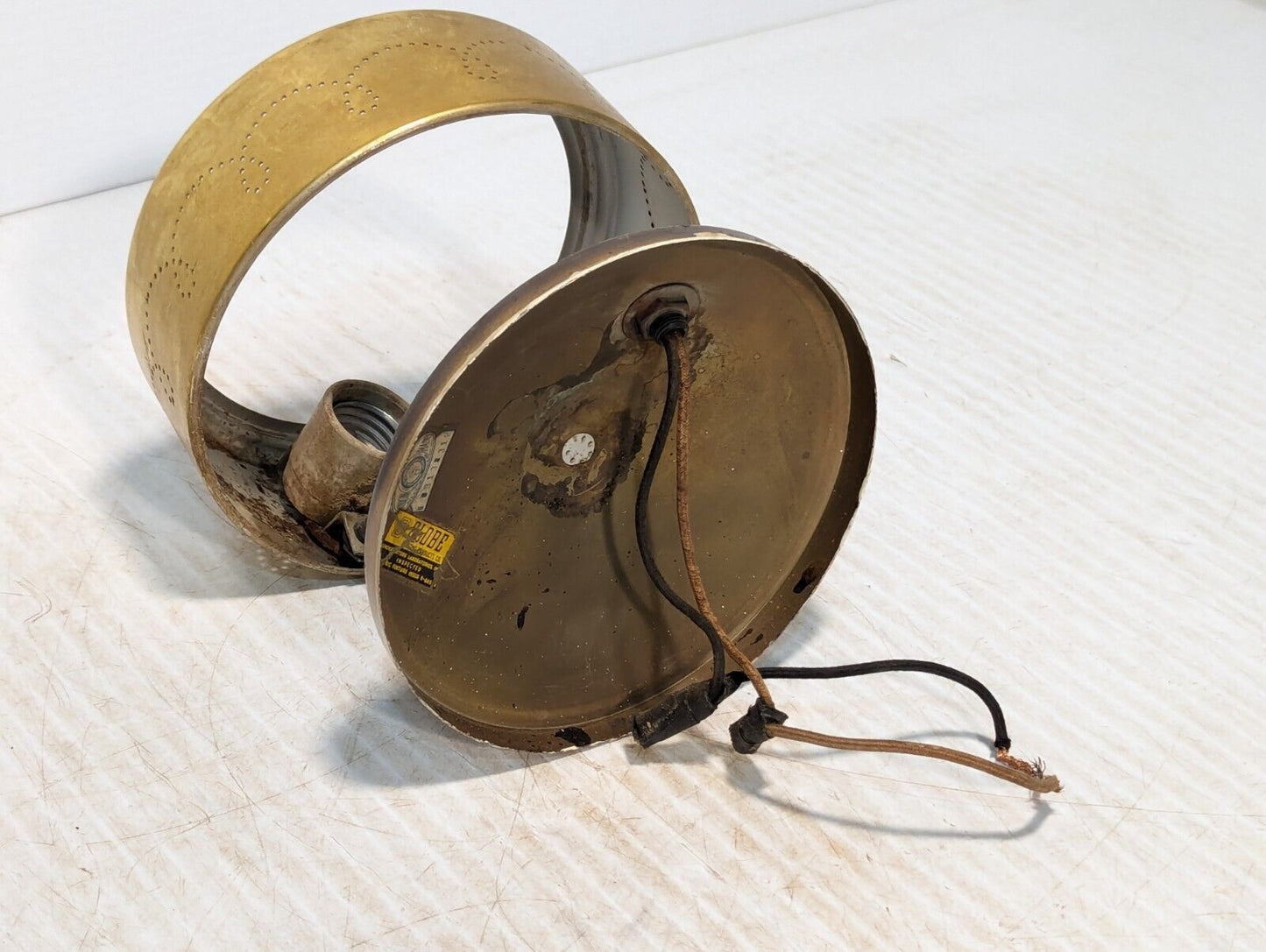 Vtg Art Deco light fixture, brass plated, missing cover, as shown -Free Shipping
