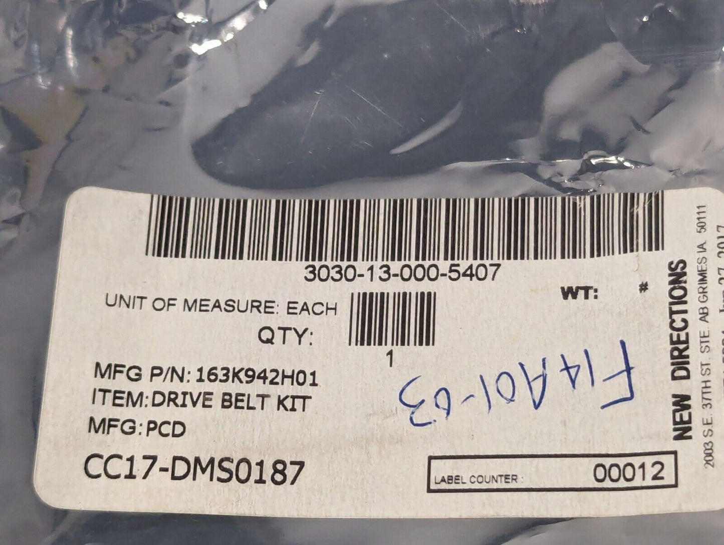 Macron Dynamics DBK-BEX-1215 Drive Belt Kit, 188K882H01, 3030-13-000-5355