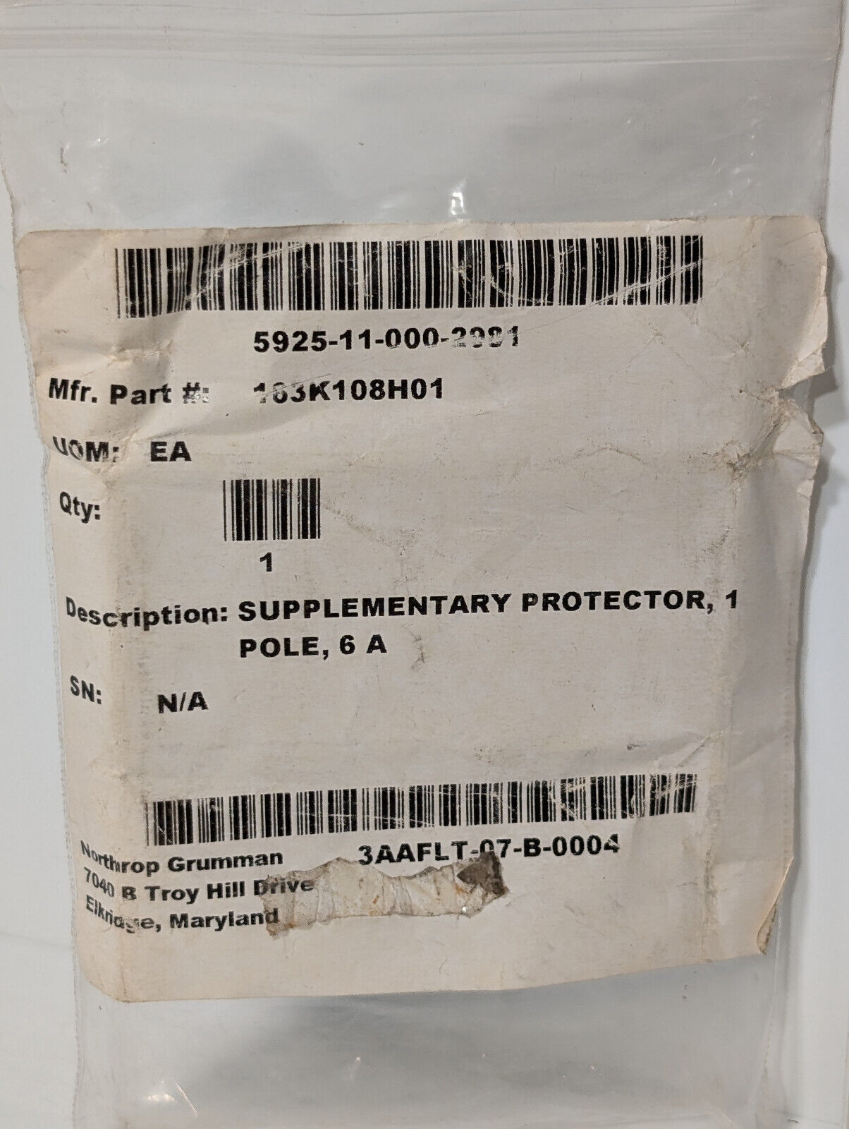 Square D Schenider MG 24430 Miniature Supplementary Protector, 6A, 1 pole, C cur