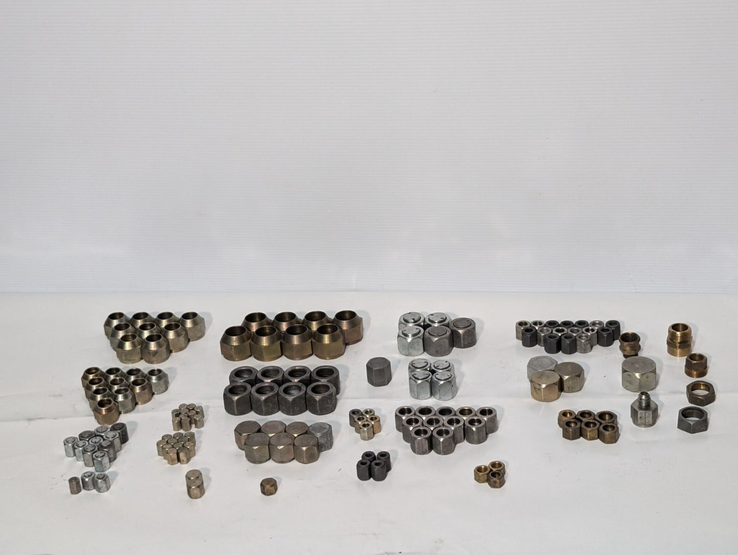 144 Assorted Adapters + Fittings, Hex Nut Lug Nut Bushing Pipe Threader