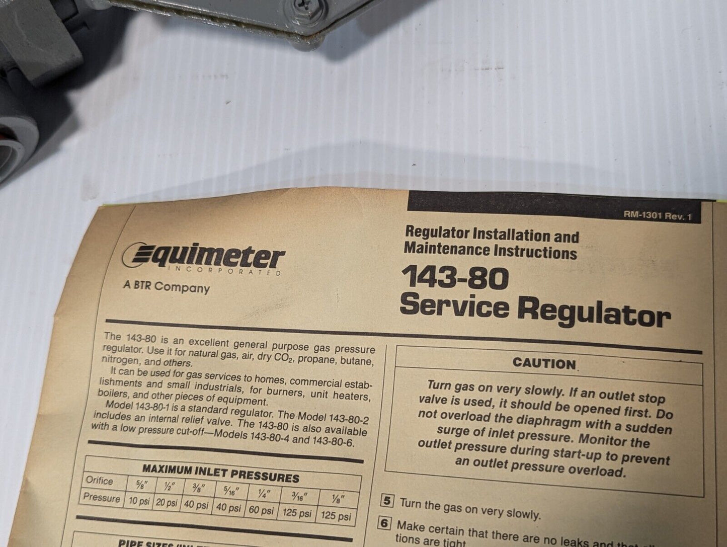 Rockwell 143-80 Series Gas Pressure Service Regulator, 1/2" NPT - Free Shipping