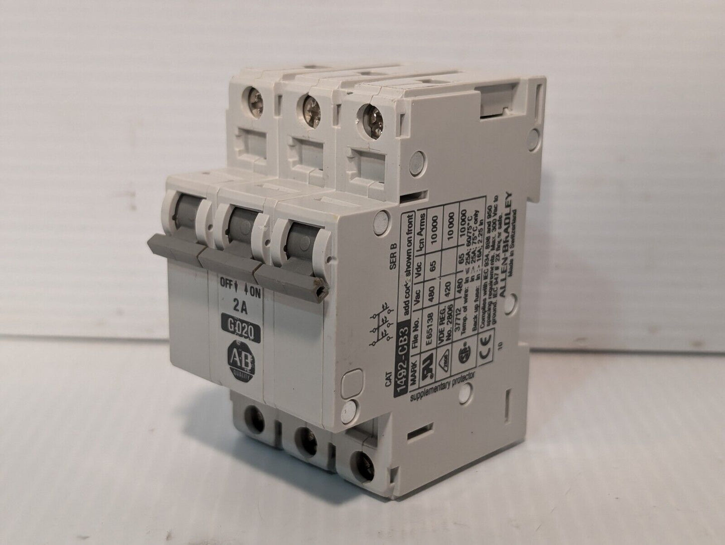 A-B Allen-Bradley 1492-CB3 G020 Ser B 3-Pole Motor Controller - Free Shipping
