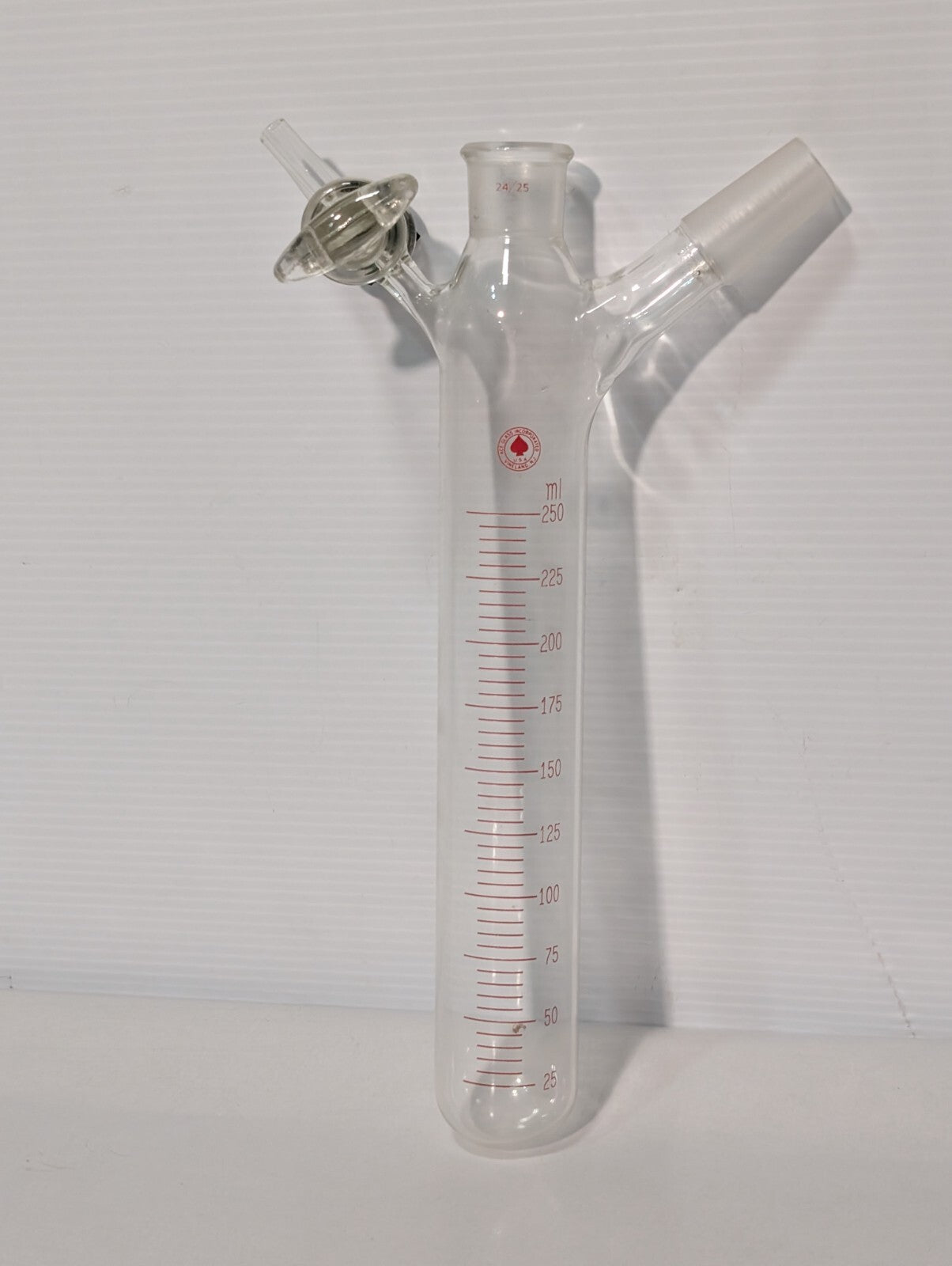 Ace Glass 250mL Schlenk Storage Tube - 24/25 Outer, Top 24/40 Inner, Valve Inlet