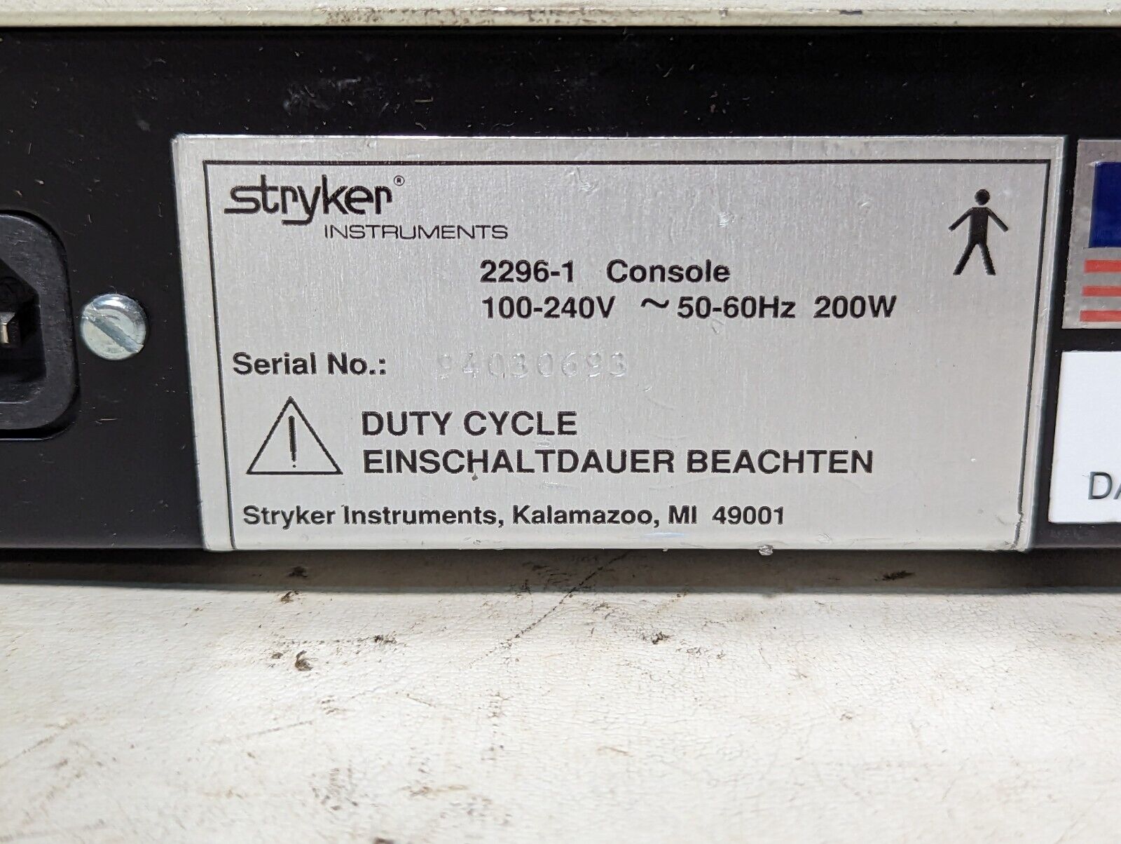 stryker 2296-1 Command 2 power control console unit