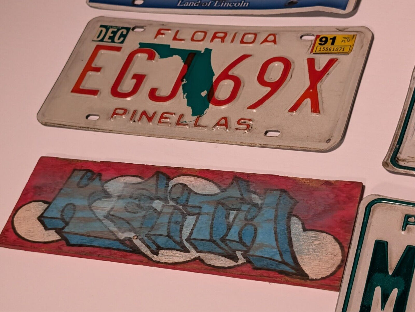 14 1980s Illinois License Plates (1 Florida Pinellas County), Mostly M #'s