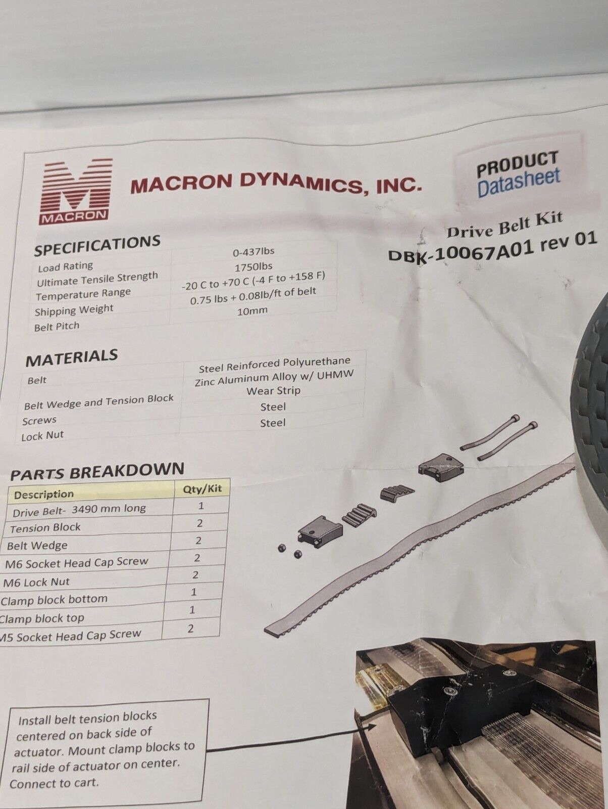 Macron Dynamics DBK-BEX-1215 Drive Belt Kit, 188K882H01, 3030-13-000-5355