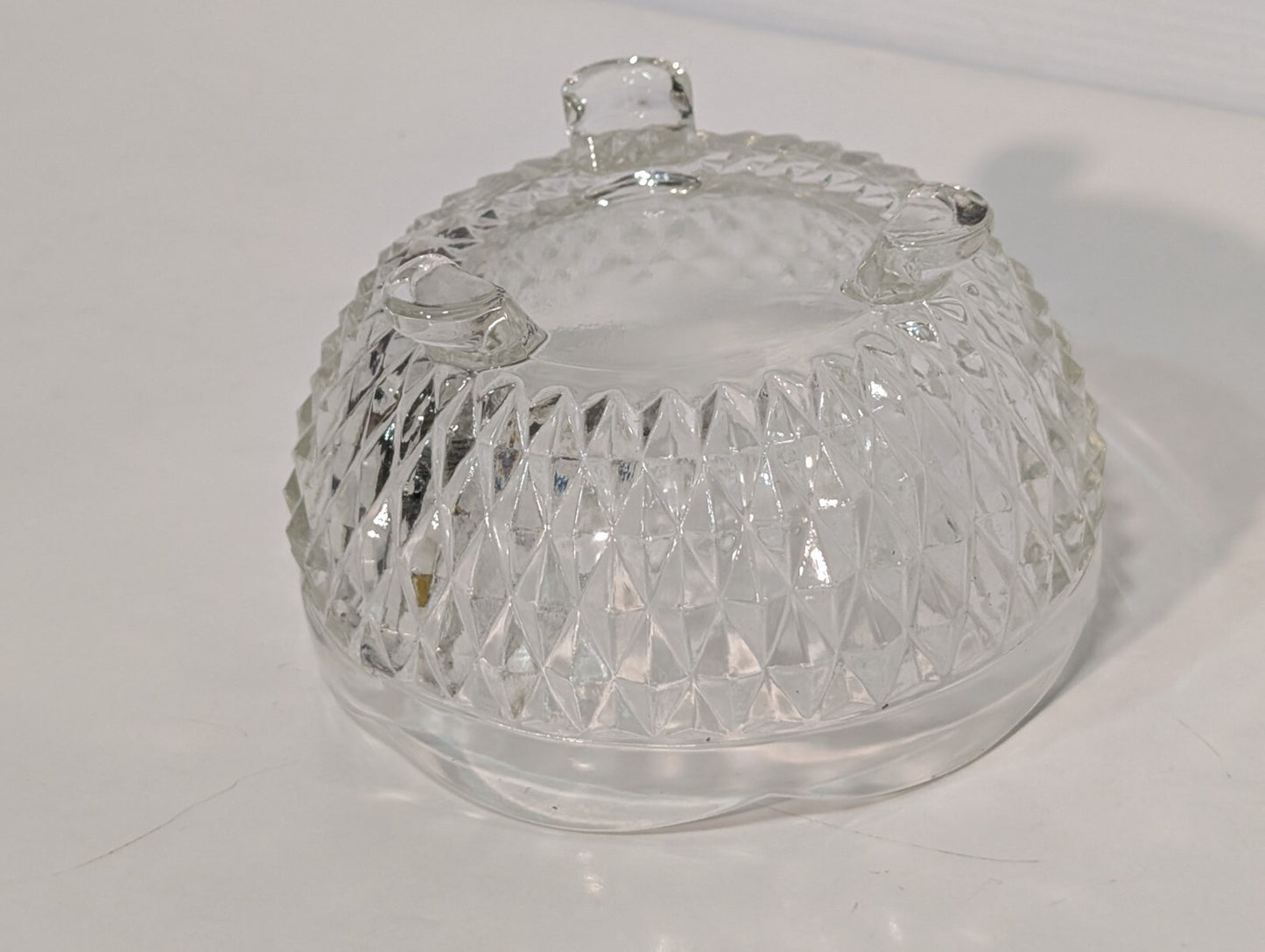 Vintage Indiana Glass Clear Diamond Point 3 Toed Candy Dish 5” x 3”