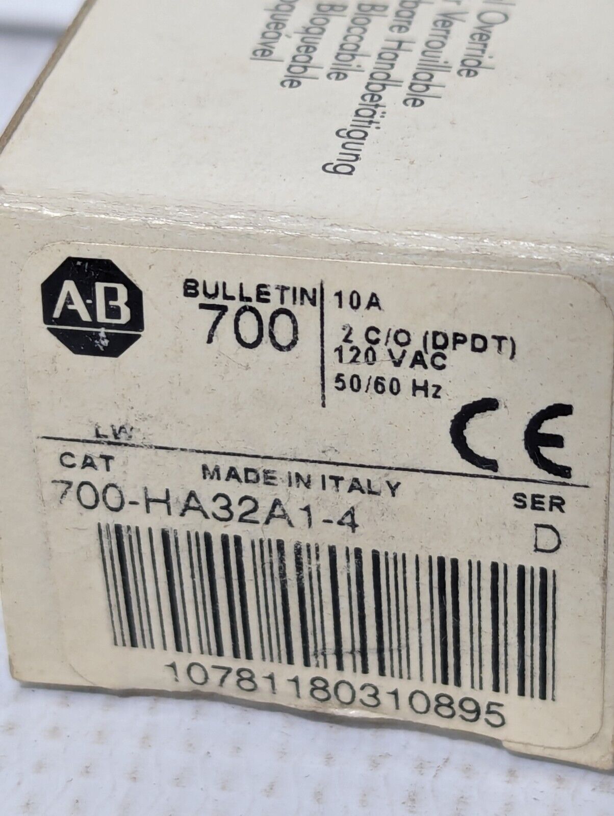 Allen Bradley 700-HA32A1-4 Relay, 120VAC 2 C/O (DPDT), 10A - Free Shipping