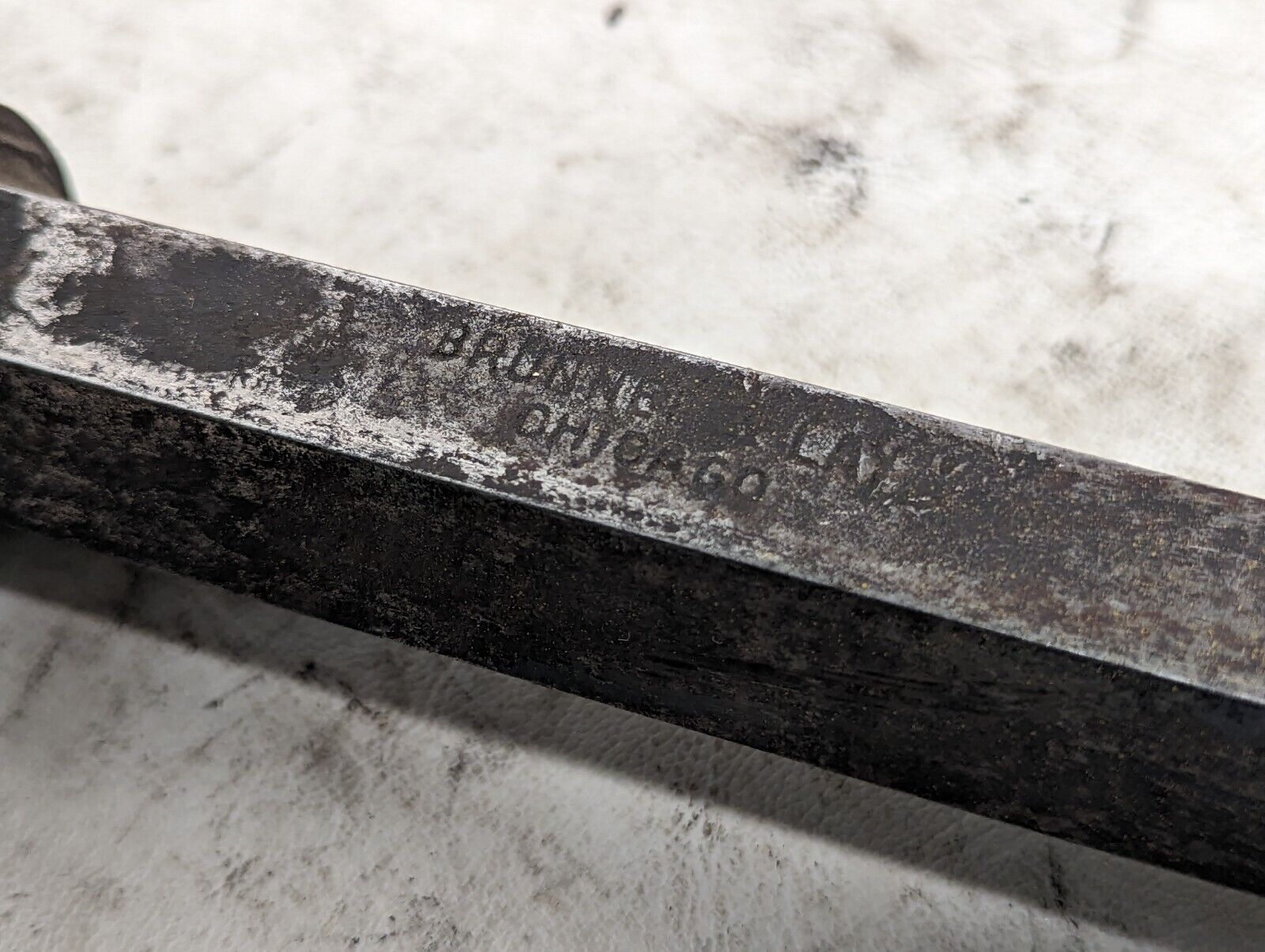 Specialty metal-working chisel w/handle from closing spring manufacturer, 21x14"