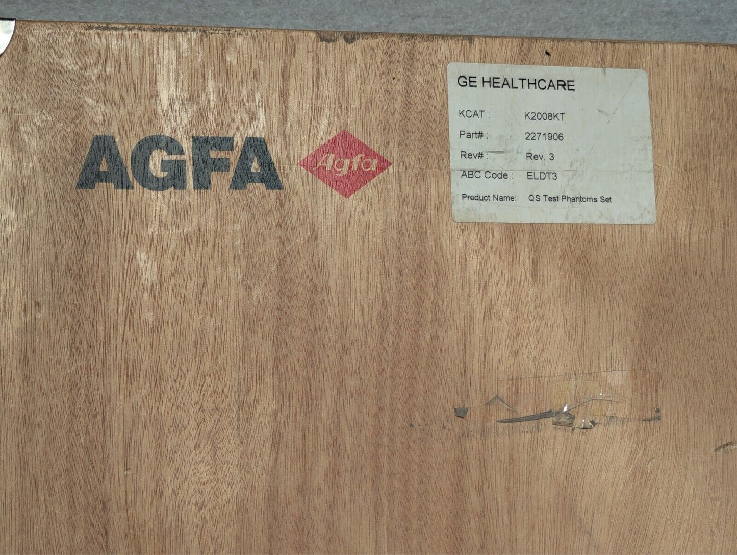 AGFA GE K2008KT QS test phantoms set, rev. 3, ELDT3, 2271906, ADC test phantom