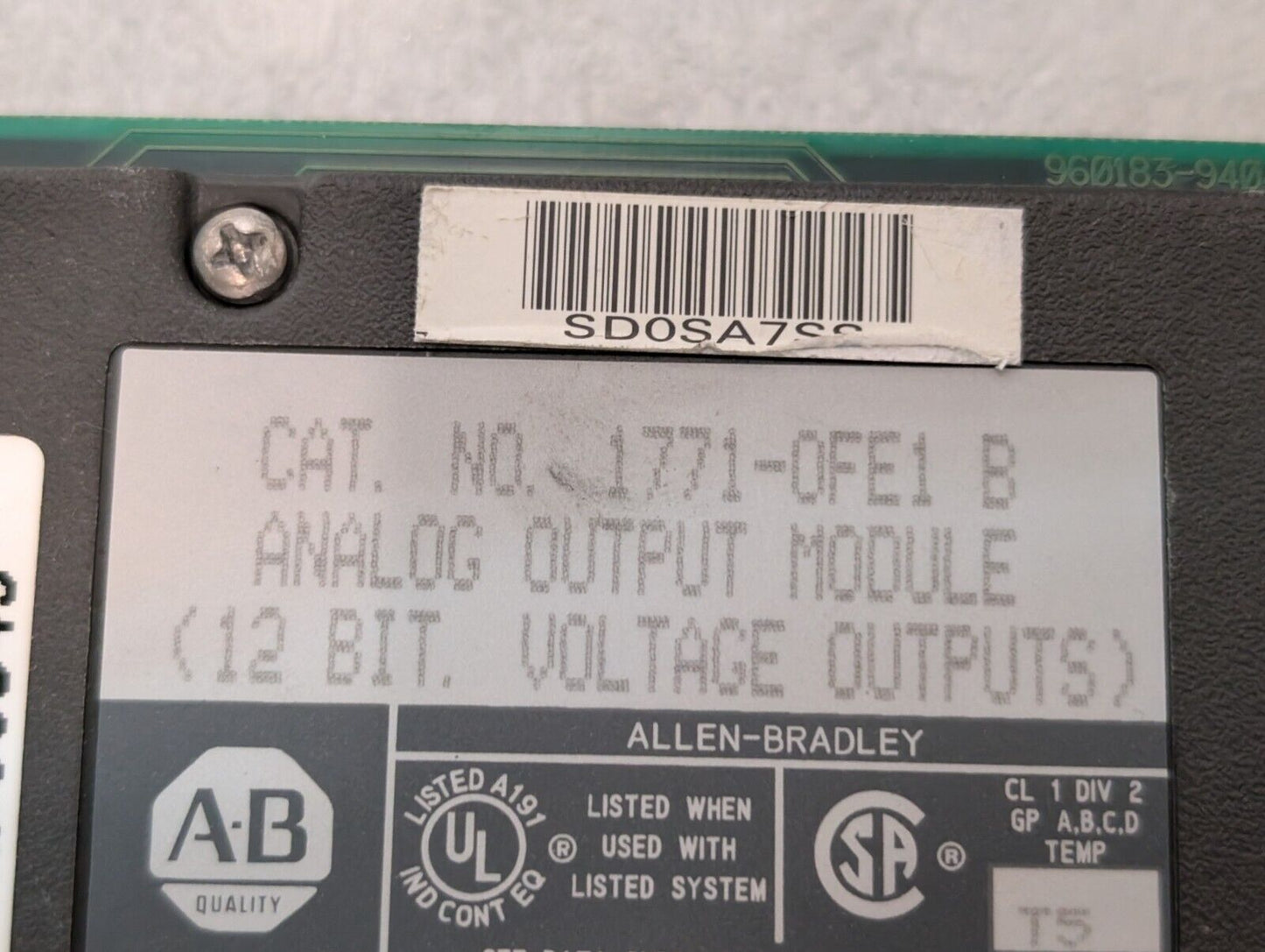 Allen Bradley 1771-OFE1/B Analog Output Module, 4 Channel, Series B - Free Ship
