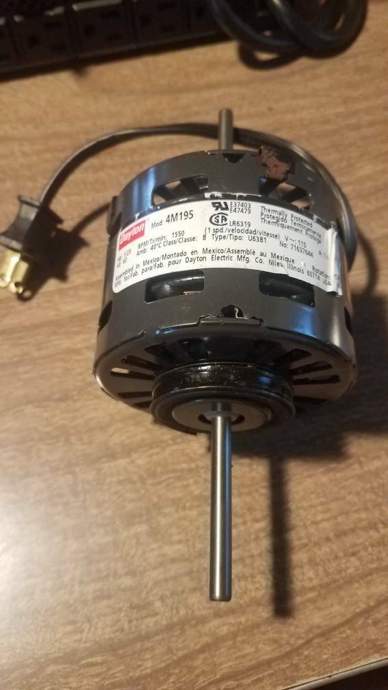Dayton 4M195, 1/25 HP, HVAC Motor, Shaded Pole, 1550 Nameplate RPM, 115VAC