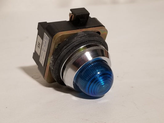 Telemecanique XB2-MV10. 240VAC max, blue pilot light