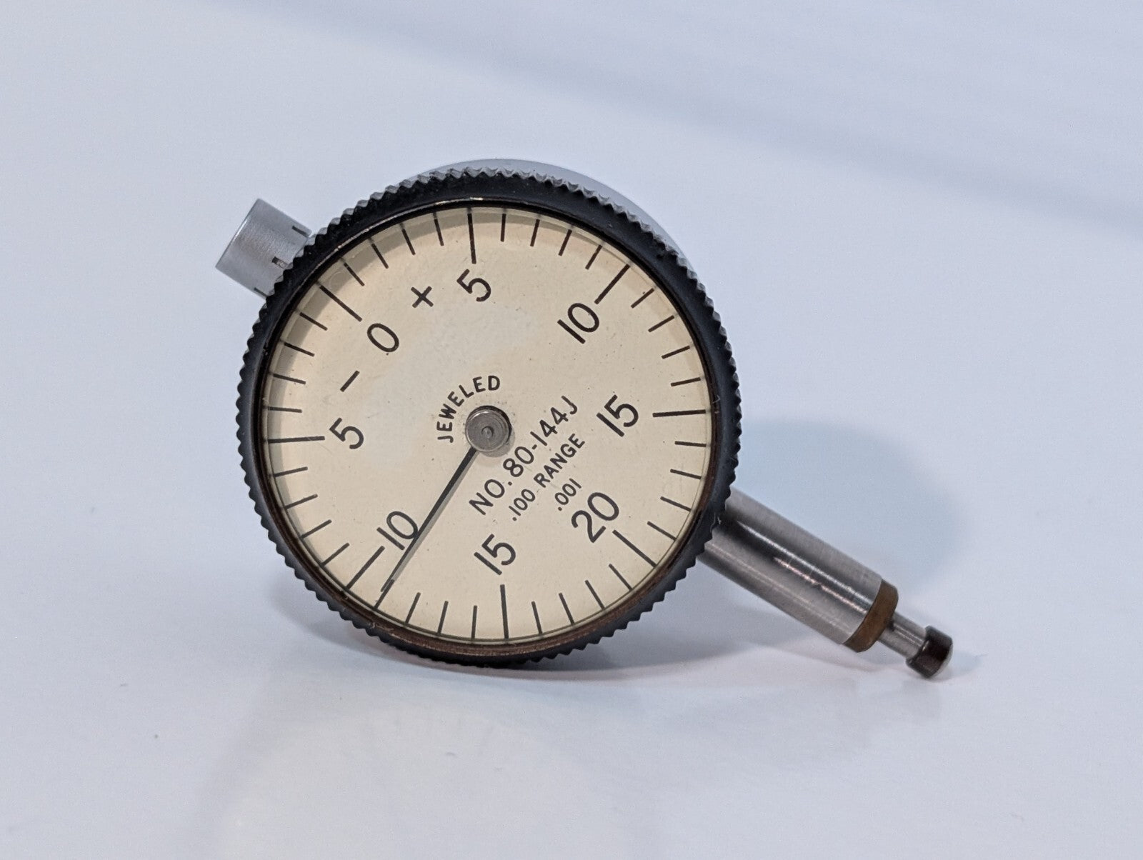 Starrett 80-144J Miniature Dial Indicator with Flat Back, 0-.100" Range: .001"