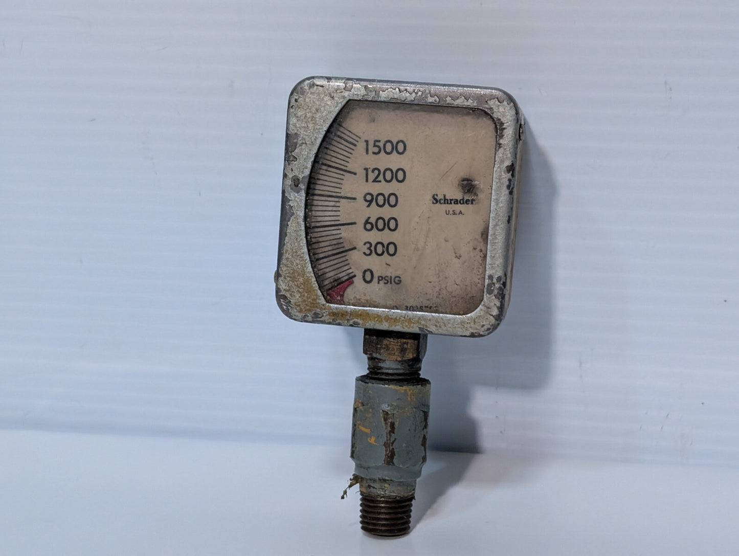 Vintage Schrader 302875? Pressure Gauge Assembly 0-1500PSIG, Made in USA