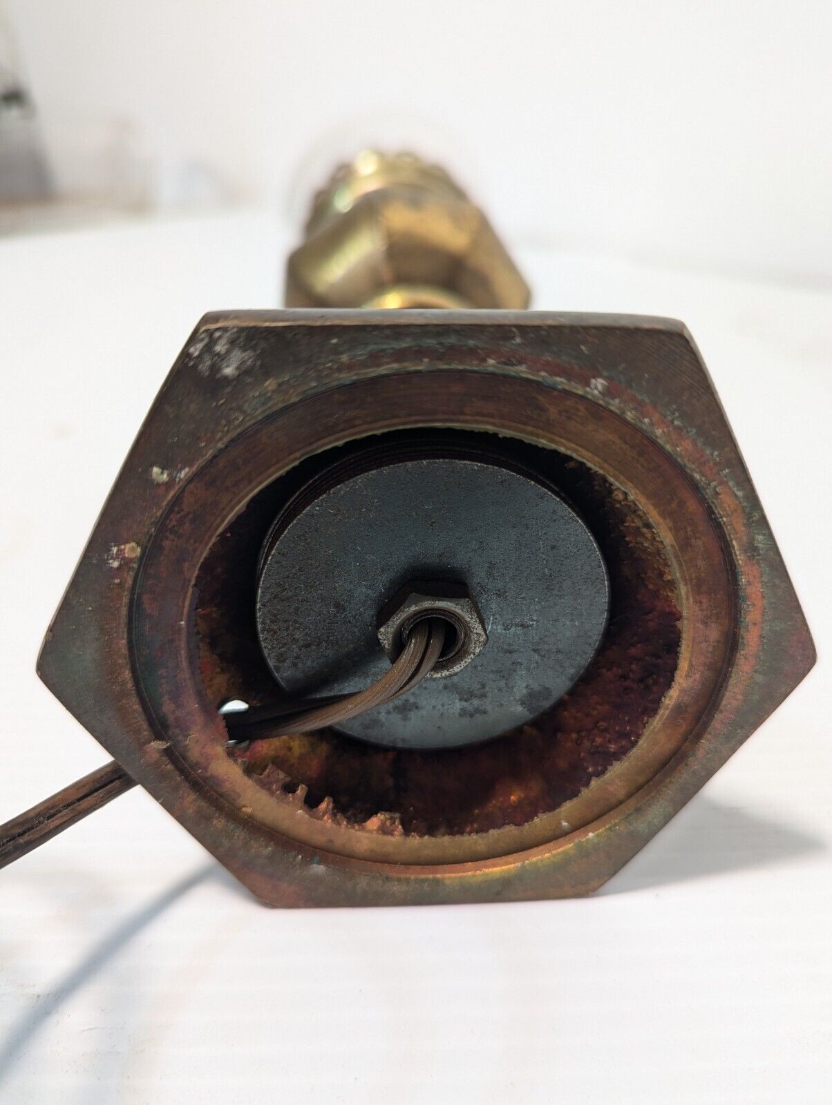 Vintage brass candle holder hurricane lamp, tested and working - Free Shipping