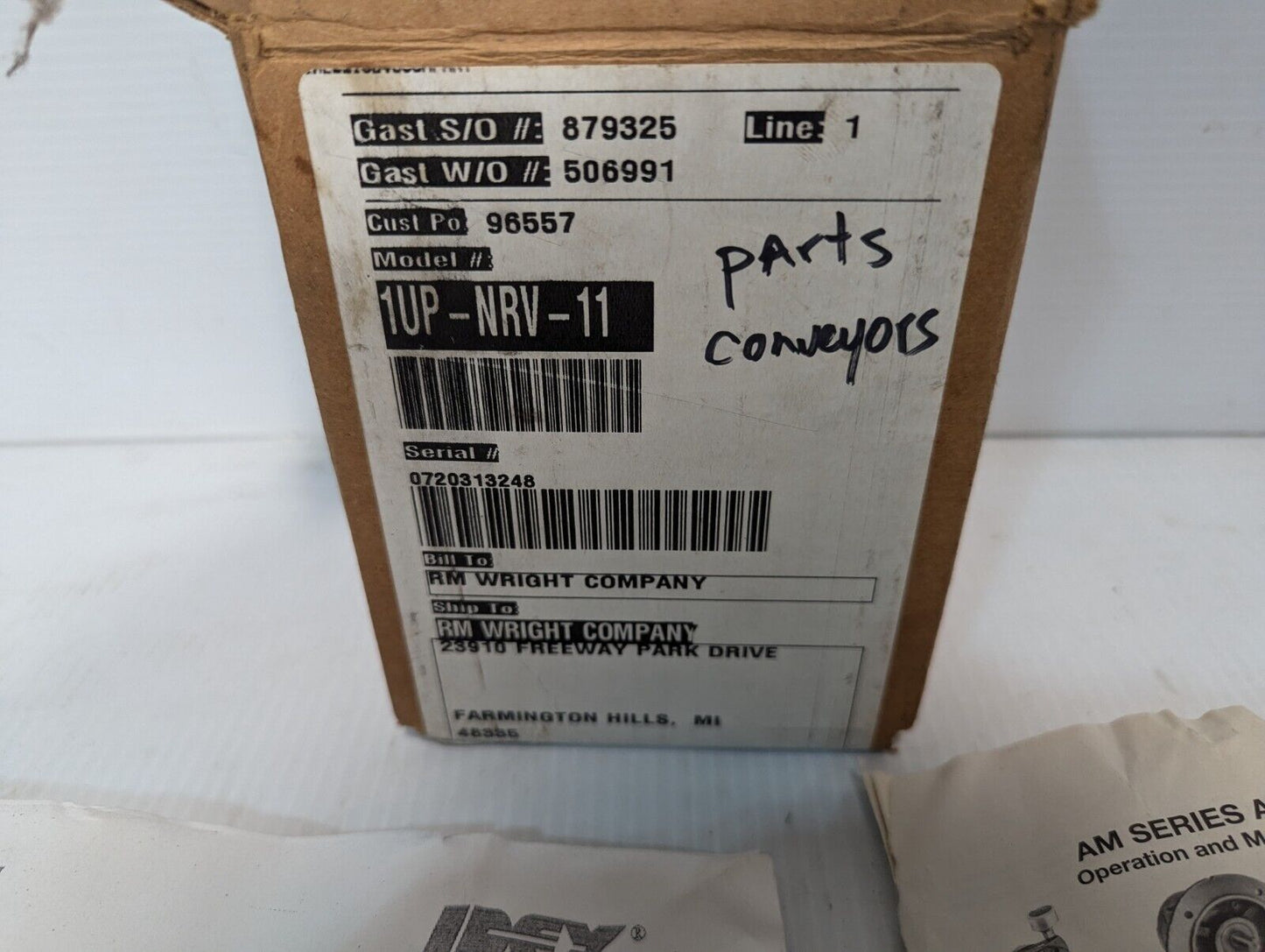 Gast 1UP-NRV-11 Lubricated Air Motor 81.22 PSI .42 HP .68Nm T - Free Shipping