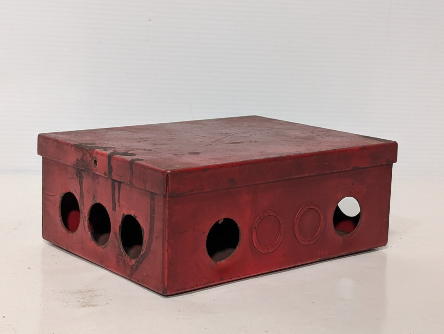Unbranded Junction Box Enclosure 8" x 6" x 3.25", Punch Outs, Hinged Lid, Red