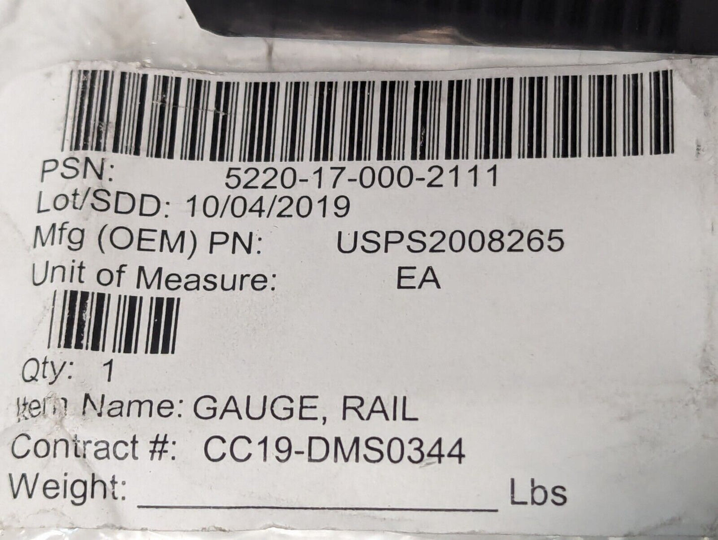 5220-17-000-2111 USPS2008265 Rail Gauge, 64mm - Free Shipping