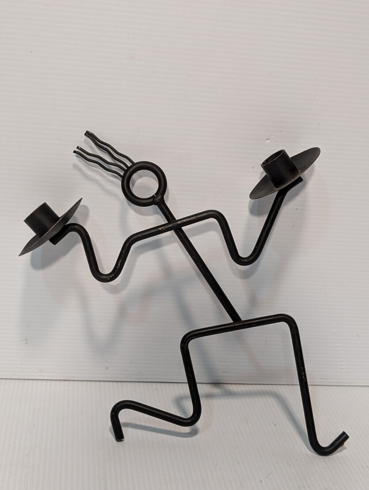 Wrought Black Iron Dancing Man Candle Holder, 12 x 8 inches - Free Shipping