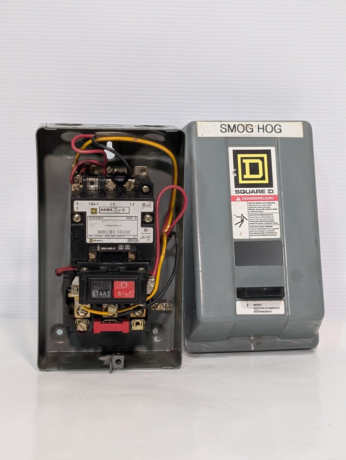 Square D 8536SBG2 Magnetic Motor Starter, Series A, NEMA 0, 480vac Coil, 18A