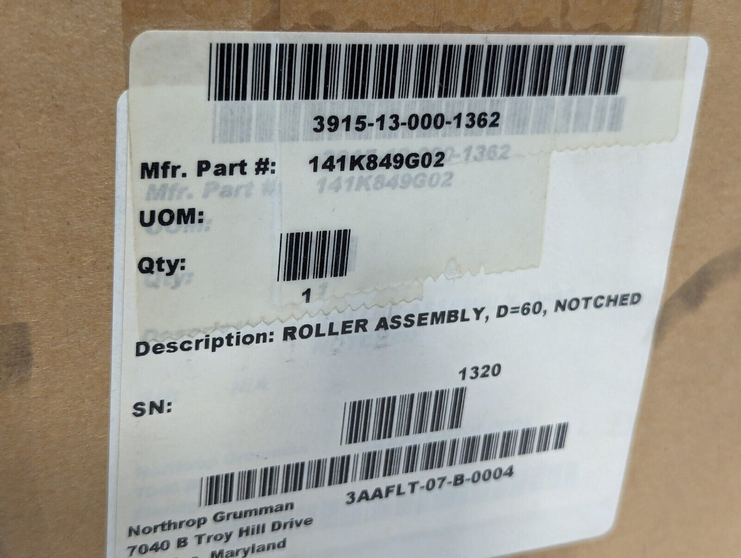 141K849G02 Notched Roller Assembly, 3915-13-000-1362 - Free Shipping