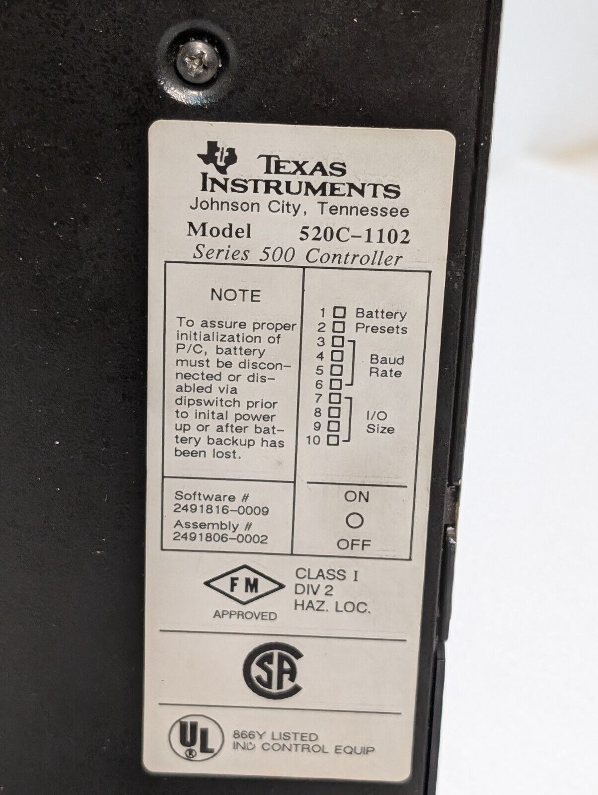 Texas Instruments 520C-1102 Controller Module, 500 Series - Free Shipping