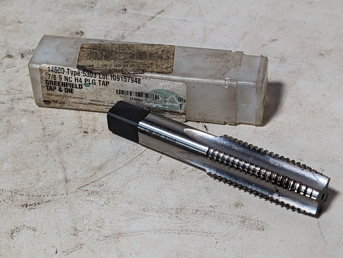 Greenfield 7/8-9 NC HS G H4 PLG tap, 14500, type 5303