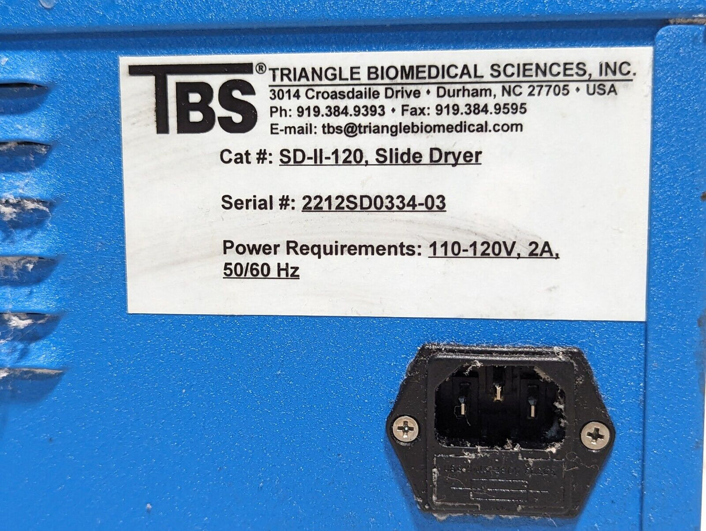 Triangle Biomedical Sciences TBS SD-II-120 slide dryer, small footprint