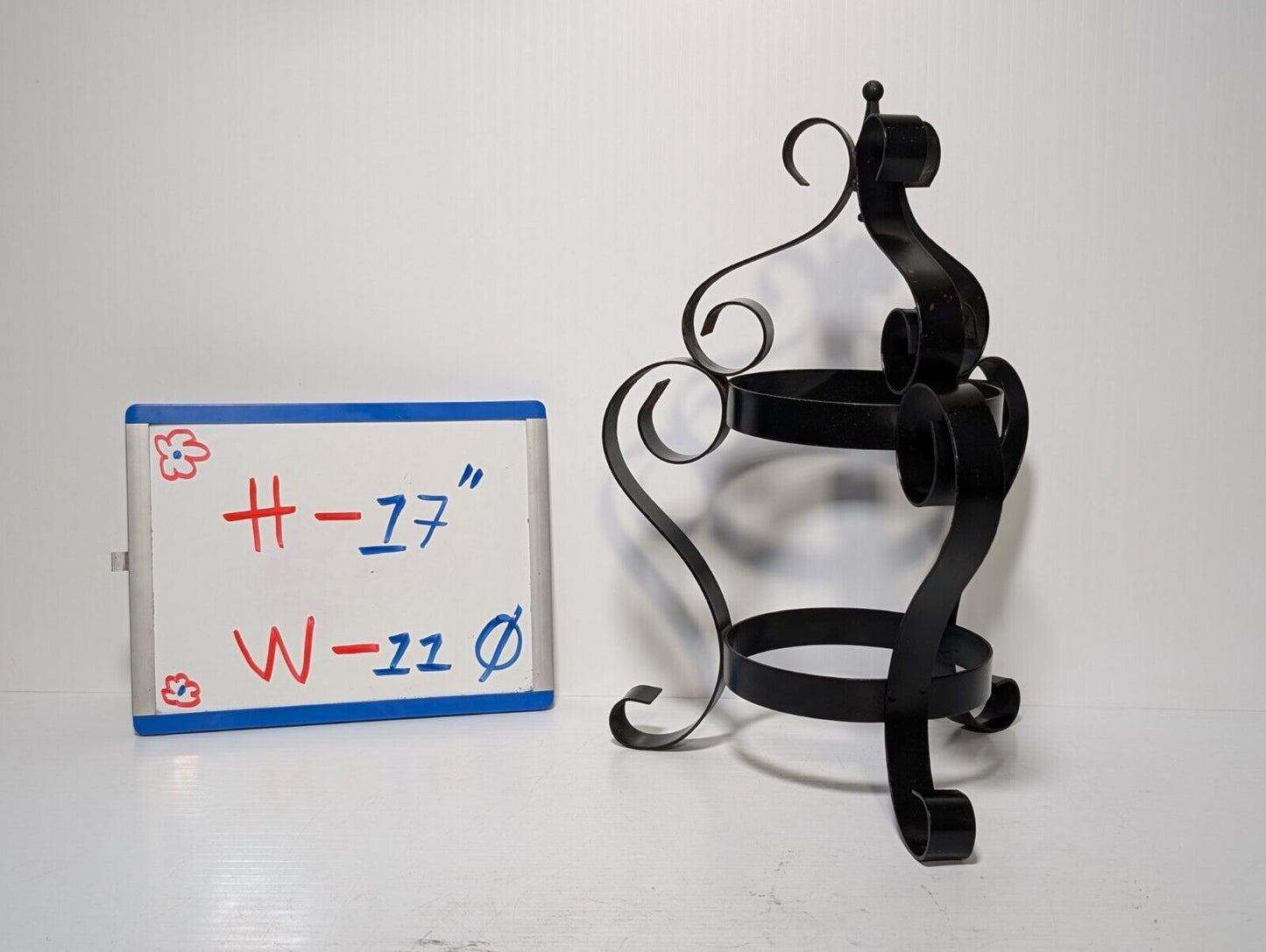 Vintage and Ornate Free-standing Wrought Iron Display Stand, 17" Tall x 11" Wide