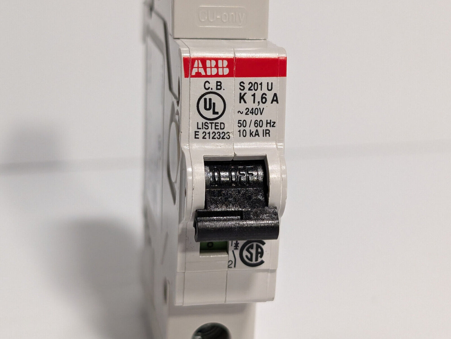 ABB S201U-K1,6 Circuit Breaker, 162K852H01, 1-Pole, 240 VAC, 50/60Hz, E212323