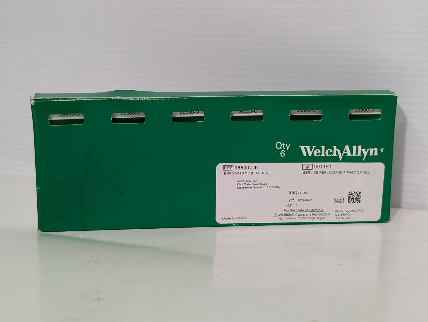 Welch Allyn 06500-U6 Replacement BB0 3.5V Halogen Lamp Otoscope Bulbs 901181 6Pk