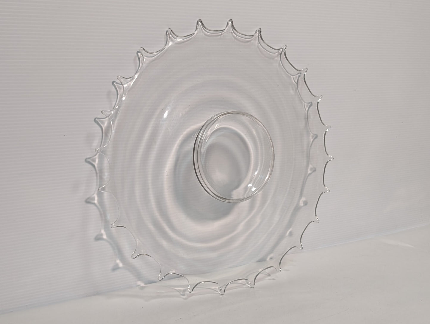 Vintage Glass Serving Platter \ Dish, 24 Point, 16.5" Wide, Clear