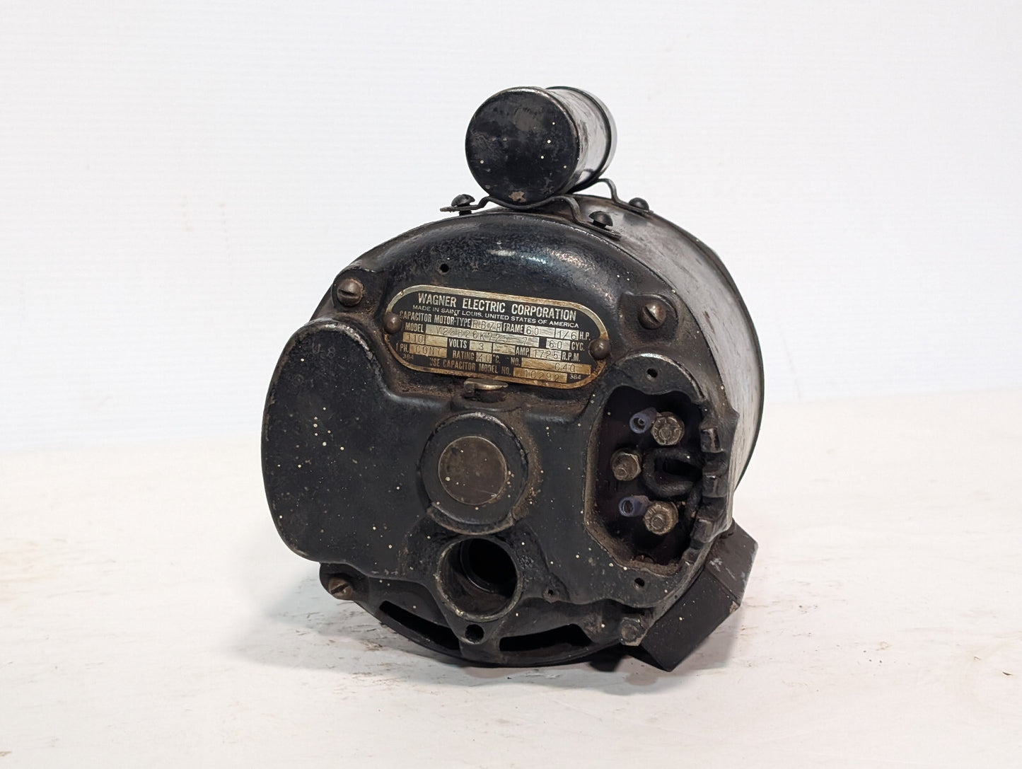 Wagner Electric V22B26K725-7 Type RBZR Capacitor Motor 1/6HP 1PH 110V 1725RPM