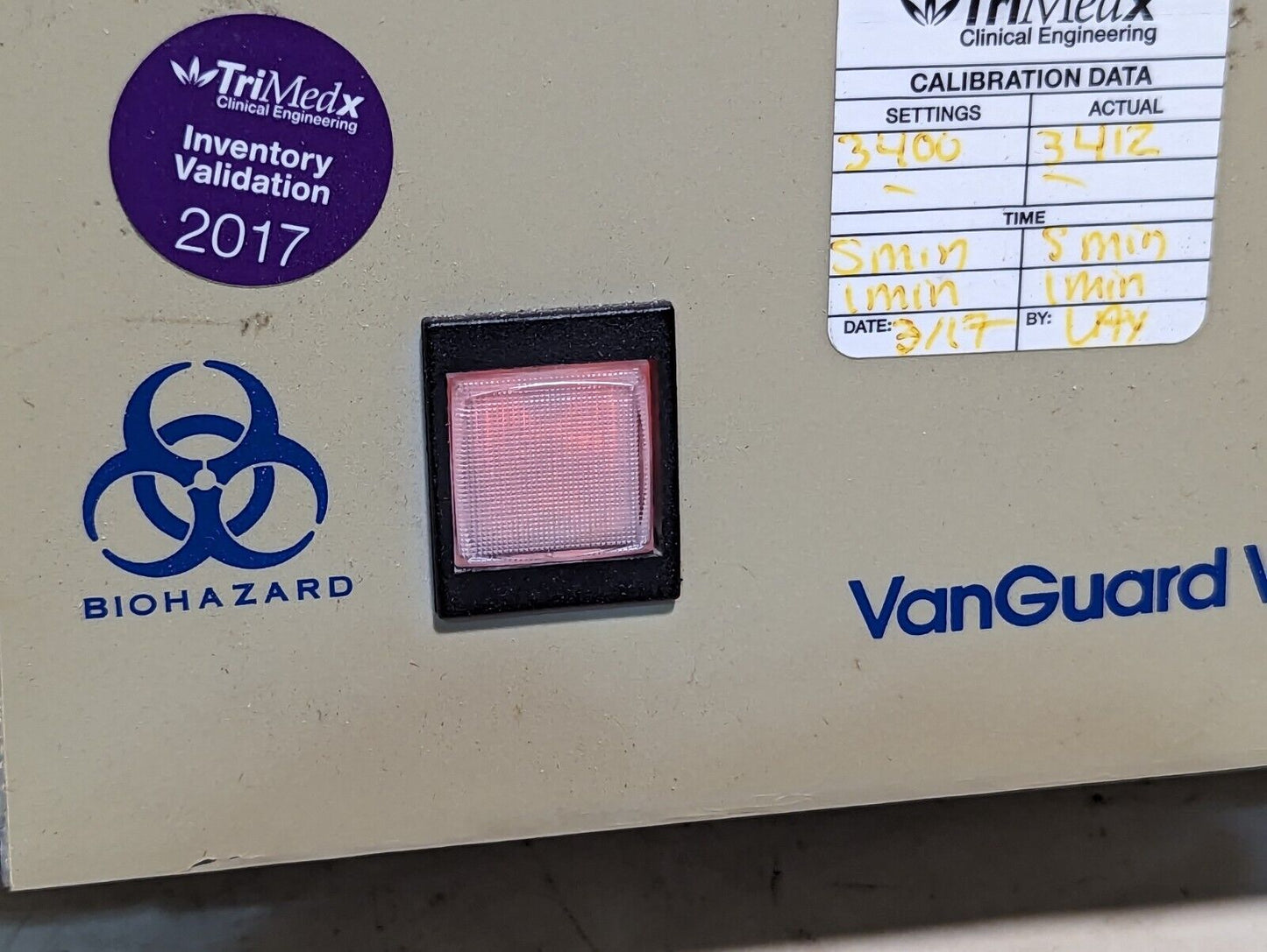 VanGuard V6500 centrifuge, 3400RPM, 110VAC, 60Hz, 0.95A, model 6500