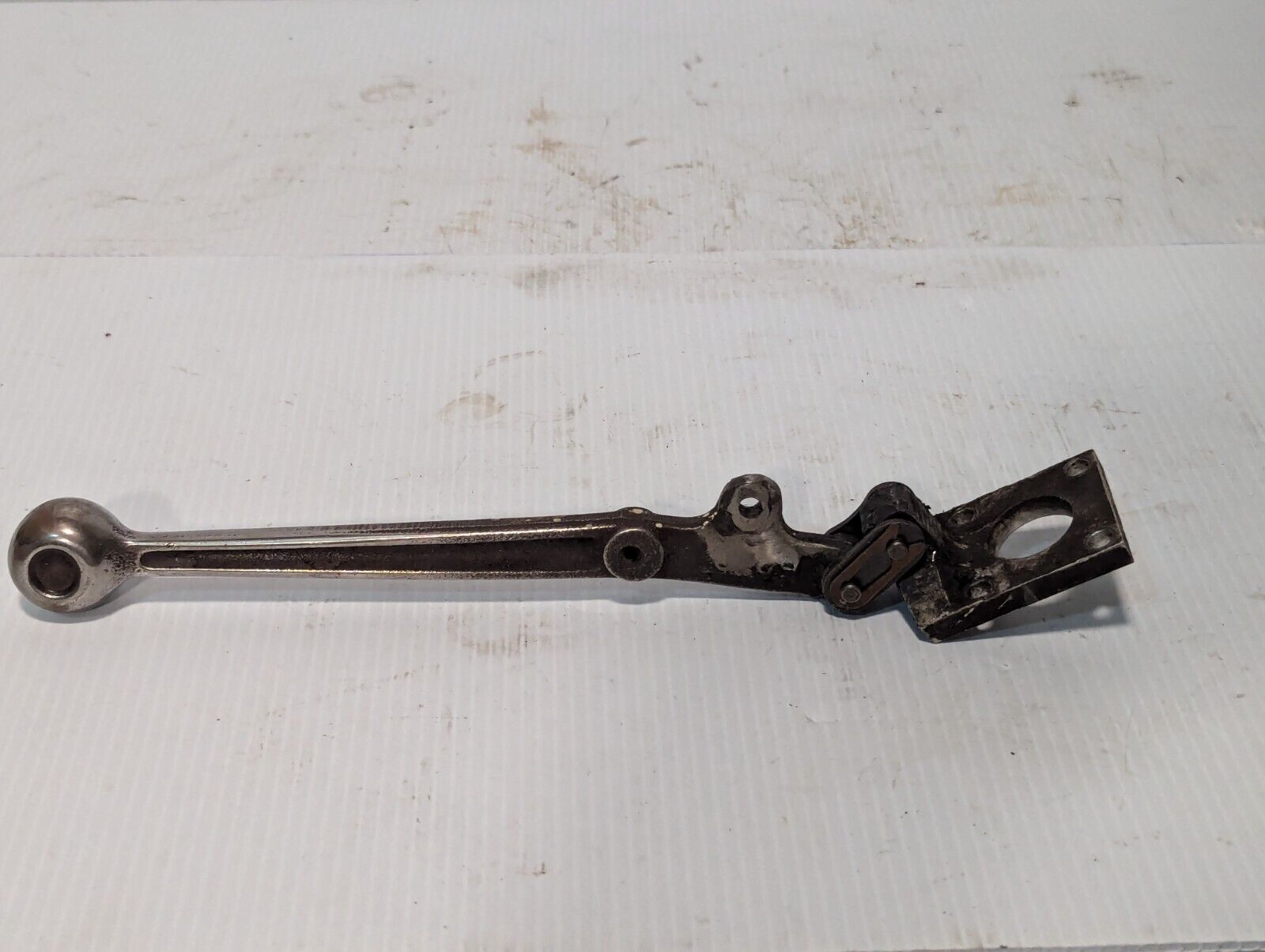 Steampunk 9.75 inch long steel handle with base, marked 8349, hinged