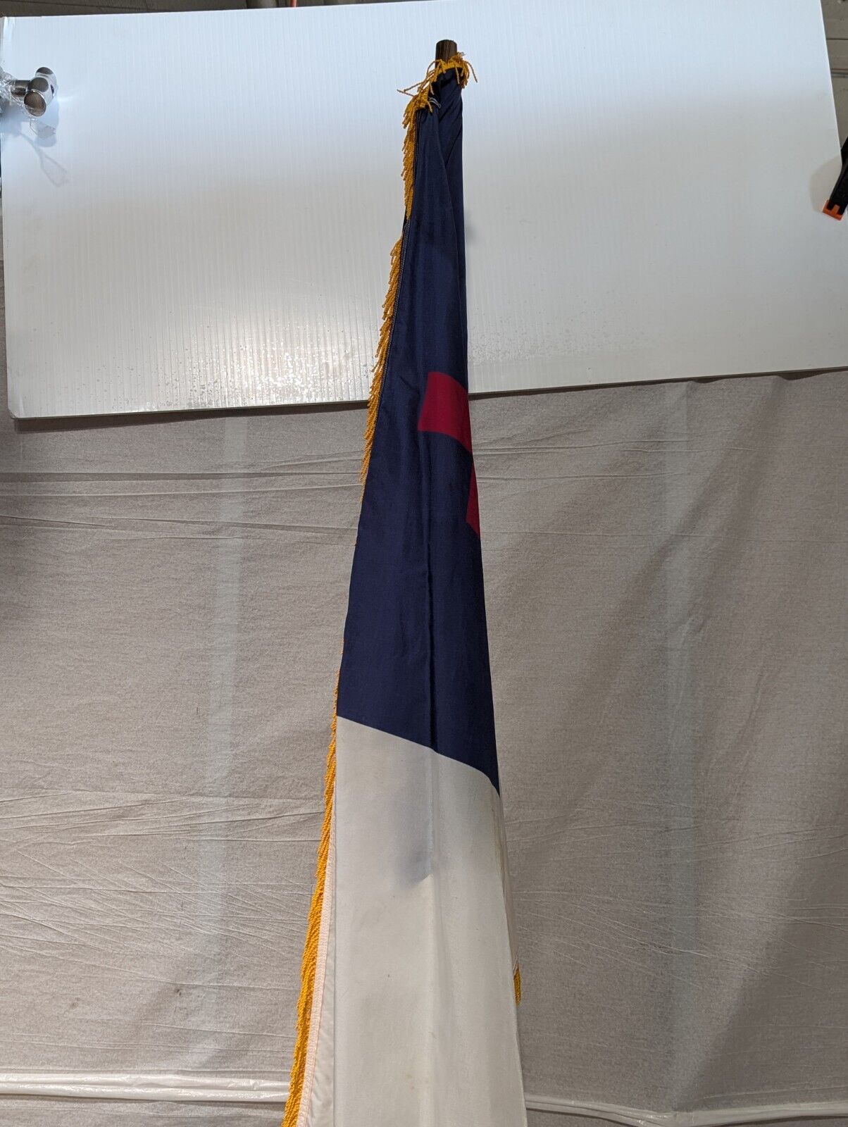 3' x 5' Indoor Christian Flag With Gold Fringe and Wooden Flag Pole 96" H