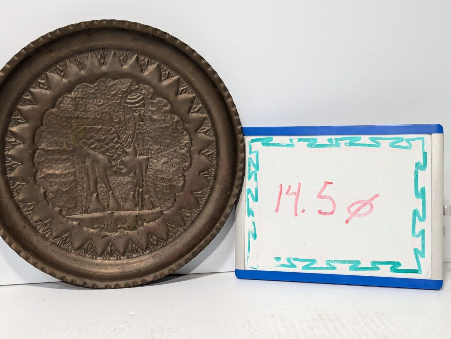 Vintage Large Brass Tray, Embossed with a Winged Centaur, 14.5in - Free Shipping