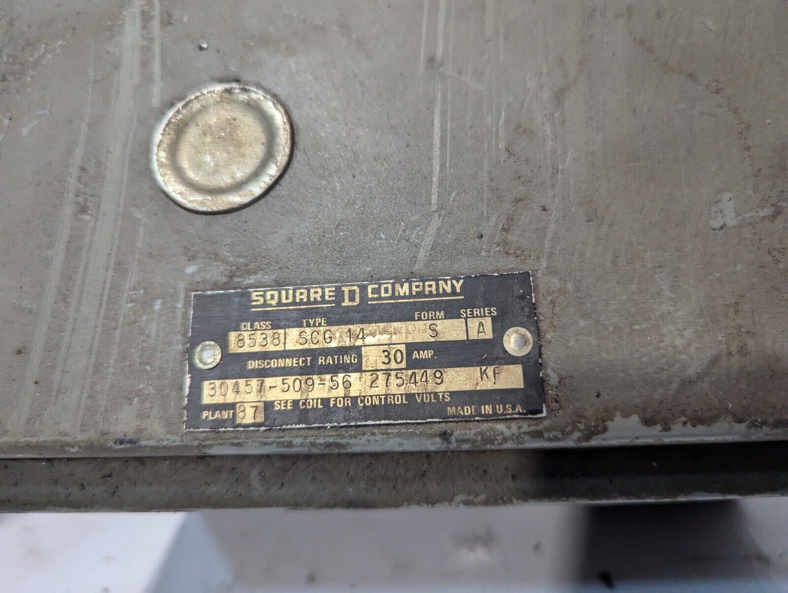 Square D 8538SCG14S combination motor starter, NEMA size 1, 30A - Free Shipping