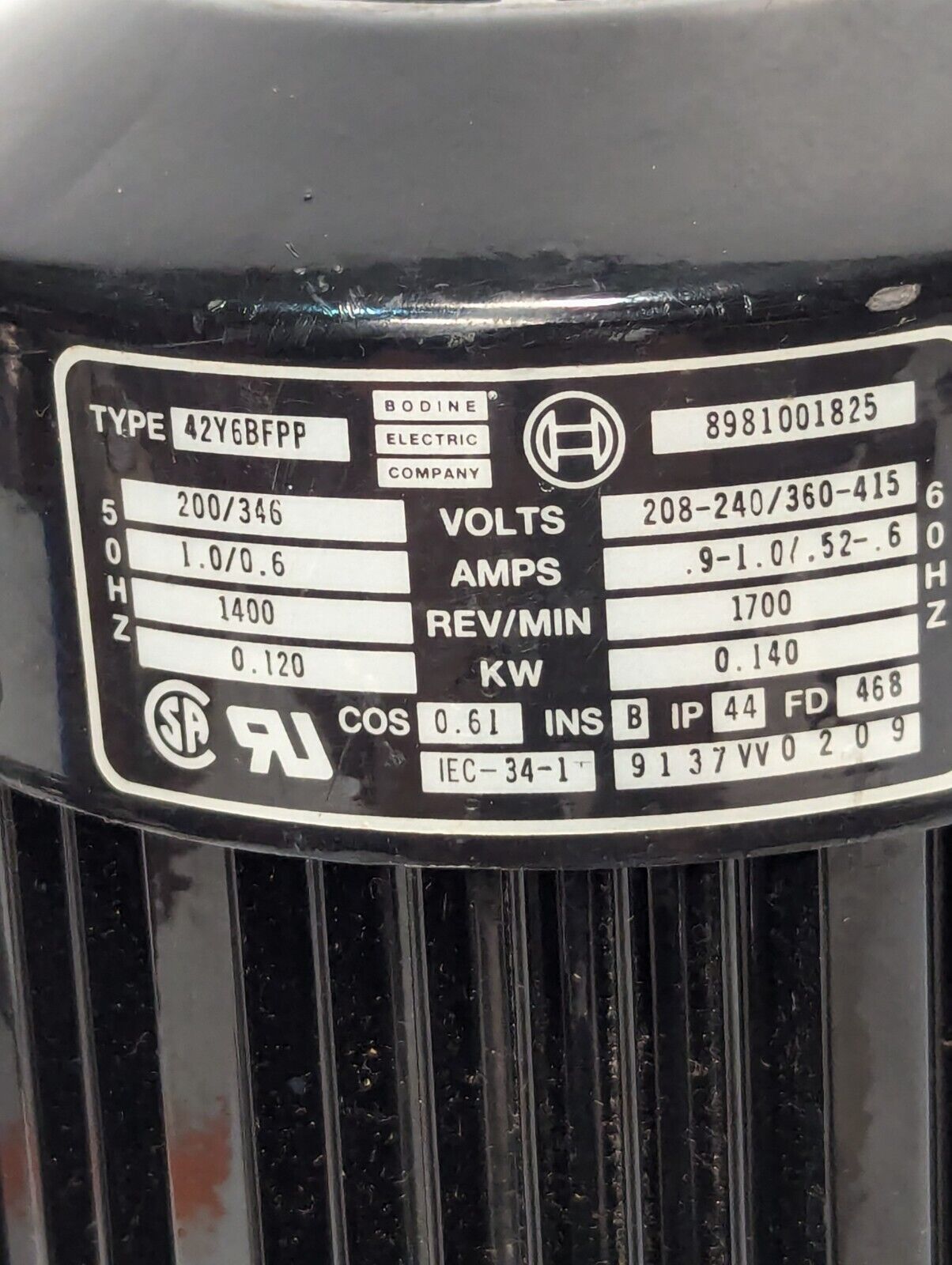 Bodine 42Y6BFPP motor with Bosch 3842503066 gear box for parts or repair