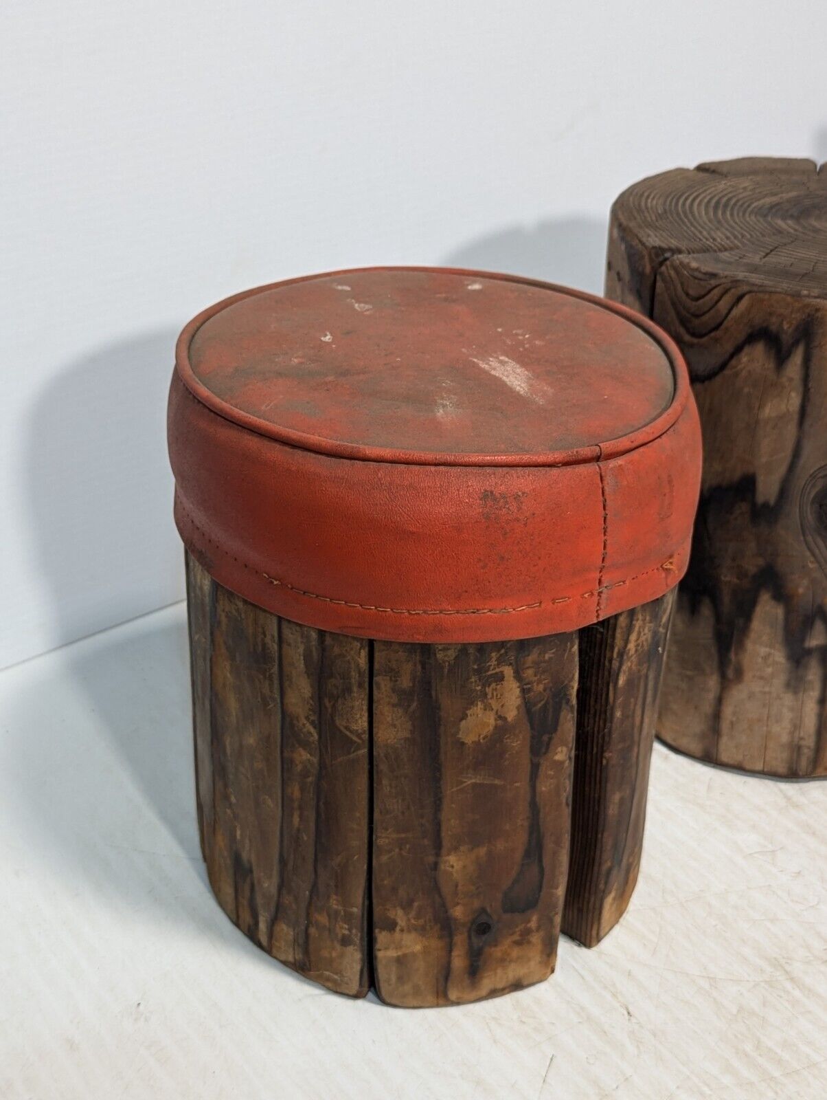 3 Piece Rustic Log Stools \ Tables, Beautifully Weathered - Free Shipping